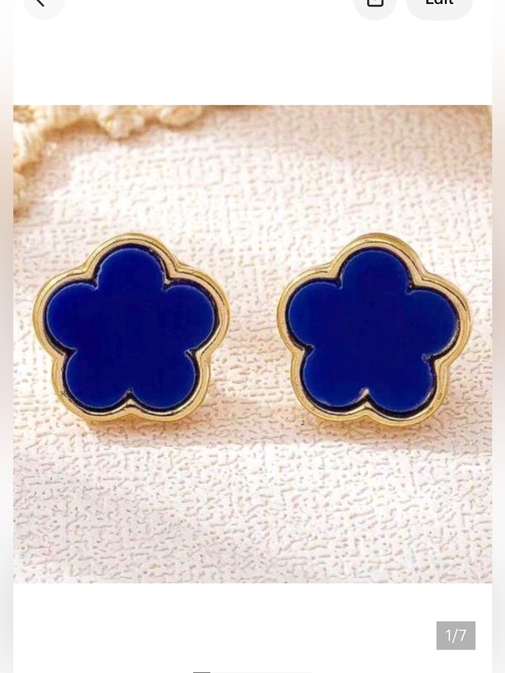 18K Gold Plated Blue clover Earrings stainless steel womens jewelry